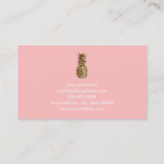 スタイリッシュかわいらし女金ゴールドパイナップルのメイクアーティスト 名刺 (裏面)