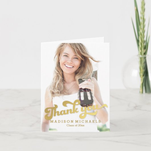 スタイリッシュきらめく卒業サンキューカード サンキューカード (正面)