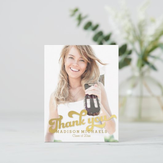 スタイリッシュきらめく卒業サンキューカード ポストカード (スタンド正面)