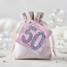 スタイリッシュでおしゃれなピンクとシルバーのスパンコール 50歳の誕生日