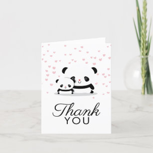 スタイリッシュでかわいいパンダくまはメッセージカード感謝していしています サンキューカード