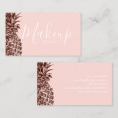 スタイリッシュでかわいらしいばら色の金ゴールドのパイナップルメーキャップアーティスト 名刺 (正面/裏面)