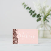 スタイリッシュでかわいらしいばら色の金ゴールドのパイナップルメーキャップアーティスト 名刺 (スタンド正面)