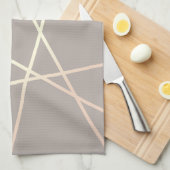 スタイリッシュでかわいらしいひよこのばら色の金ゴールド及び灰色の幾何学的 キッチンタオル (四つ折り)