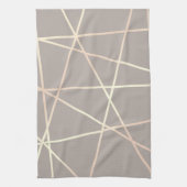 スタイリッシュでかわいらしいひよこのばら色の金ゴールド及び灰色の幾何学的 キッチンタオル (縦)