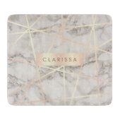 スタイリッシュでかわいらしいひよこのばら色の金ゴールド及び白い大理石 カッティングボード (正面)