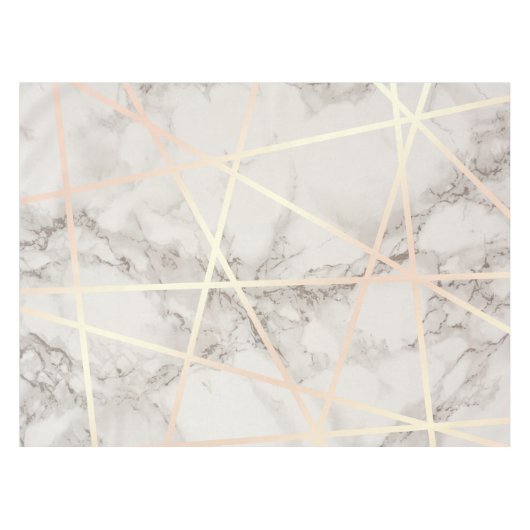 スタイリッシュでかわいらしいひよこのばら色の金ゴールド及び白い大理石 テーブルクロス (正面(横))