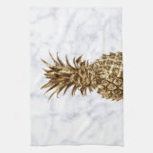スタイリッシュでかわいらしくガーリーな金ゴールド及び白い大理石のパイナップル キッチンタオル (縦)