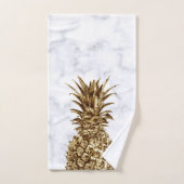 スタイリッシュでかわいらしくガーリーな金ゴールド及び白い大理石のパイナップル バスタオルセット (ハンドタオル)