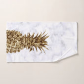 スタイリッシュでかわいらしくガーリーな金ゴールド及び白い大理石のパイナップル バスタオルセット (ハンドタオル)