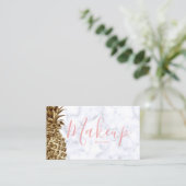 スタイリッシュでかわいらしくガーリーな金ゴールド及び白い大理石のパイナップル 名刺 (スタンド正面)