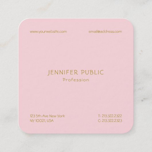 スタイリッシュでエレガントで豪華な専門のテンプレートのモダン スクエア名刺 (裏面)