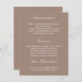 スタイリッシュでエレガントなタウペの結婚式詳細カード 招待状 (正面/裏面)