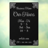 スタイリッシュでエレガントな会社の営業時間 ウィンドウサイン (シート3)