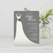 スタイリッシュでエレガントな婚礼衣裳のブライダルシャワーの招待 招待状 (スタンド正面)