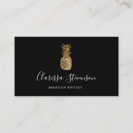 スタイリッシュでエレガントな金ゴールドのパイナップルメーキャップアーティスト 名刺