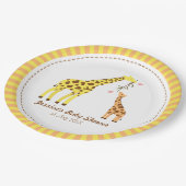 スタイリッシュでカラフルなキリンの子牛のベビーシャワーのパーティー ペーパープレート (アングル)