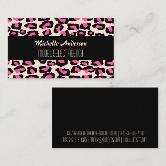 スタイリッシュでガーリーなピンクのチータの点 名刺 (正面/裏面)