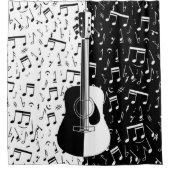 スタイリッシュでコンテンポラリーな白黒ギター音楽 シャワーカーテン (正面)