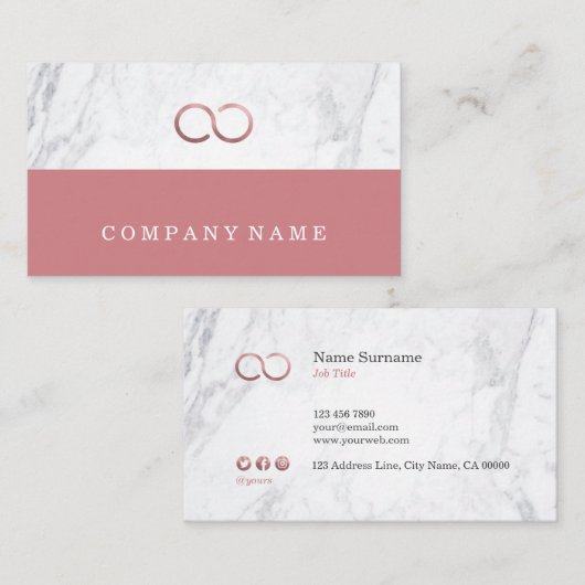 スタイリッシュでシックな最小主義の大理石の無限ばら色の金ゴールド 名刺 (正面/裏面)