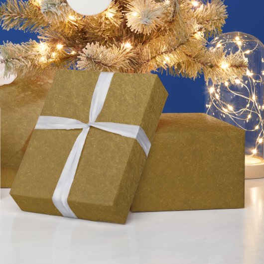 スタイリッシュでシンプルなメタリック調のダークゴールド ラッピングペーパー (クリスマス)
