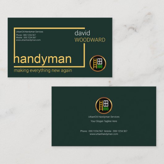 スタイリッシュでシンプルな便利屋の長方形箱の建物 名刺 (正面/裏面)