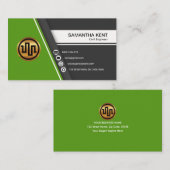 スタイリッシュでシンプルな土木技師の緑のTrapezium 名刺 (正面/裏面)