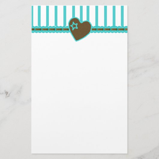 スタイリッシュでストライプなおよびハートの個人的な文房具 便箋 (正面)
