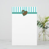 スタイリッシュでストライプなおよびハートの個人的な文房具 便箋 (スタンド正面)