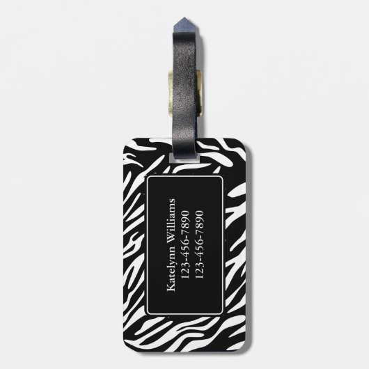 スタイリッシュでパーソナライズなシマウマのプリントの荷物のラベル ラゲッジタグ (裏面縦)