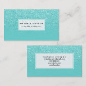スタイリッシュでフェイクなグリッターのグラデーションなティール（緑がかった色）のブロックのカスタム 名刺 (正面/裏面)