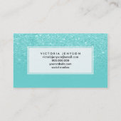 スタイリッシュでフェイクなグリッターのグラデーションなティール（緑がかった色）のブロックのカスタム 名刺 (裏面)