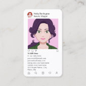 スタイリッシュでフェイクなピンクのキルトのinstagramのスタイル 名刺 (正面)