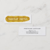 スタイリッシュでフェイクな金ゴールドのグリッターのメーキャップアーティスト スキニー名刺 (正面/裏面)