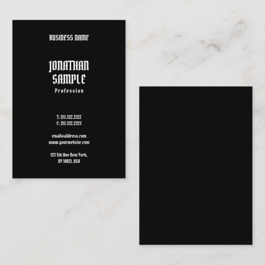 スタイリッシュでミニマルでモダンな白黒のテンプレート 名刺 (正面/裏面)