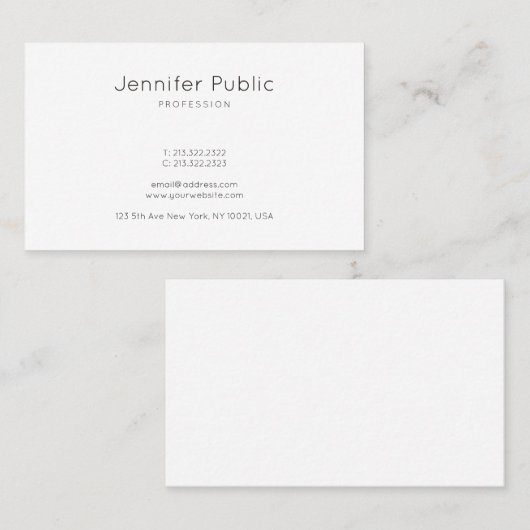 スタイリッシュでミニマルなデザインのモダンで白く明白な上 名刺 (正面/裏面)