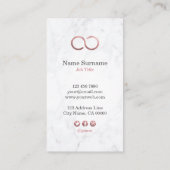 スタイリッシュでミニマルな大理石の無限ばら色の金ゴールドの垂直 名刺 (裏面)