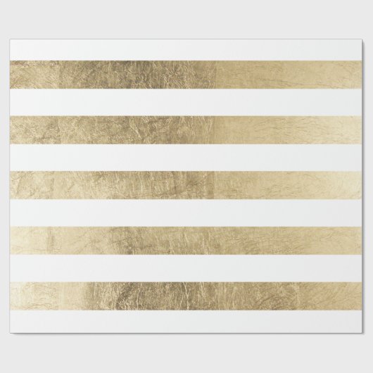 スタイリッシュでモダンで粋でフェイクな金ゴールドホイルは縞で飾ります ラッピングペーパー (フラット)