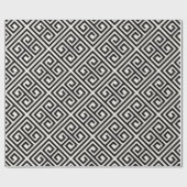 スタイリッシュでモダンで黒いアイボリーのギリシャ人の鍵のシックな結婚式 ラッピングペーパー (フラット)