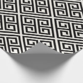 スタイリッシュでモダンで黒いアイボリーのギリシャ人の鍵のシックな結婚式 ラッピングペーパー (角)