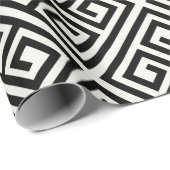 スタイリッシュでモダンで黒いアイボリーのギリシャ人の鍵のシックな結婚式 ラッピングペーパー (ロールコーナー)