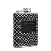 スタイリッシュでモダンで黒いアイボリーのクローバーの名前の結婚式 フラスク (右)