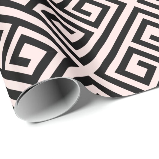 スタイリッシュでモダンで黒い赤面のギリシャ人の鍵のシックな結婚式 ラッピングペーパー (ロールコーナー)