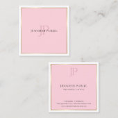 スタイリッシュでモダンなモノグラムの金ゴールドのピンクのトレンディーの平野 スクエア名刺 (正面/裏面)