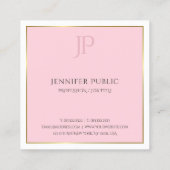 スタイリッシュでモダンなモノグラムの金ゴールドのピンクのトレンディーの平野 スクエア名刺 (裏面)