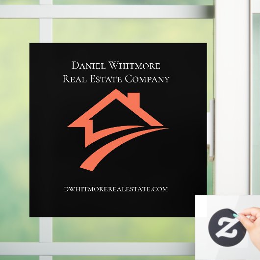 スタイリッシュでユニークなブラックの不動産エージェント ウィンドウサイン (ホーム)