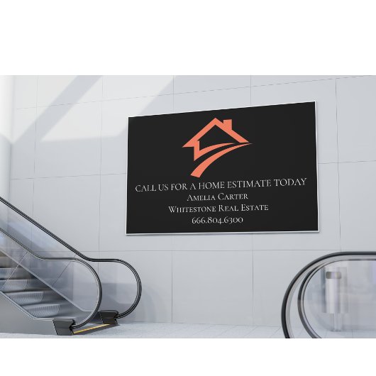 スタイリッシュでユニークなブラック不動産エージェント 横断幕