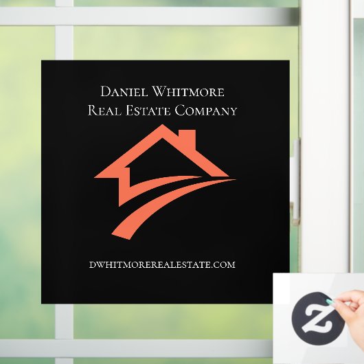 スタイリッシュでユニークな黒の不動産エージェント ウィンドウサイン (ホーム)