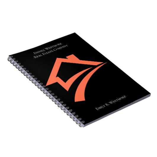 スタイリッシュでユニークな黒の不動産エージェント ノートブック (右側)