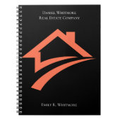 スタイリッシュでユニークな黒の不動産エージェント ノートブック (正面)